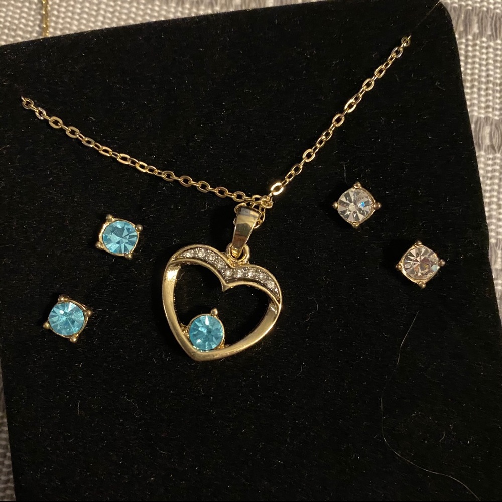 Heart Necklace and Earring Set